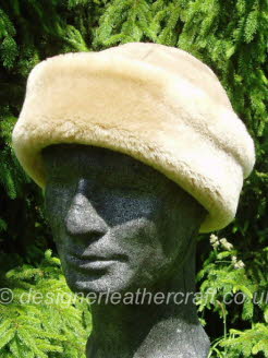 Beige Suede Finish Sheepskin Hat for a Man