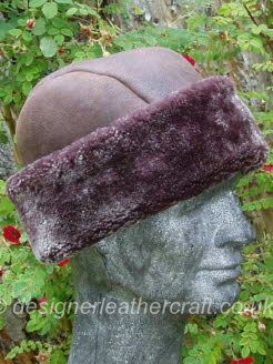 Mens Sheepskin Hat in Burgundy Brown Brisa